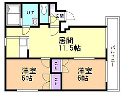 コンフォートヤマ 2LDKの間取図画像