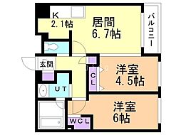 LiveCasa白石 2LDKの間取図画像