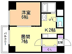 エクセレントハウス豊平37 1LDKの間取図画像