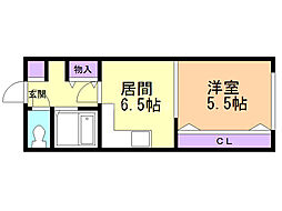 ベレトピア札幌4 1DKの間取図画像