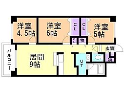 ル・ノール南郷街 3LDKの間取図画像