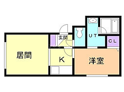 グランメール東札幌23 1LDKの間取図画像
