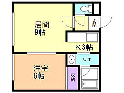 プリエールコート 1LDKの間取図画像