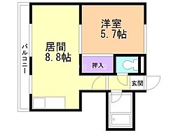 レインボーカズ栄通21丁目 1LDKの間取図画像