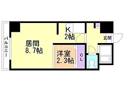 アムス東札幌24 1LDKの間取図画像
