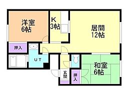 メイユール平和B 2LDKの間取図画像