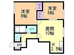 アゼリア札幌東 2LDKの間取図画像