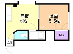 ビッグバーンズマンション南郷 1DKの間取図画像