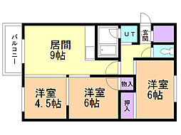 クレア栄通1号棟 3LDKの間取図画像