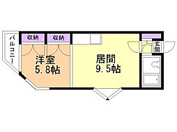 プラザイン栄通 1LDKの間取図画像
