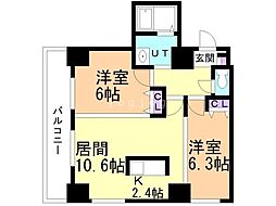 ヒルズガーデン東札幌 2LDKの間取図画像