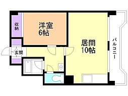上町パークハイツ 1LDKの間取図画像