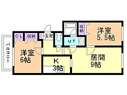 ステージ本郷 2LDKの間取図画像