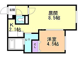 Clavis本郷通8 1LDKの間取図画像
