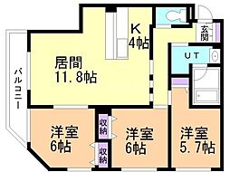 ハートヒルズ南郷 3LDKの間取図画像