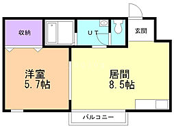 パンプキンパーティー 1LDKの間取図画像