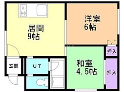 中川ハイツ第2 2DKの間取図画像