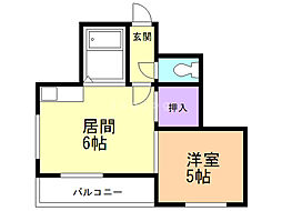 セゾンコート21 1DKの間取図画像