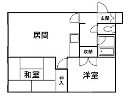 グリーンロードハイツ 2LDKの間取図画像