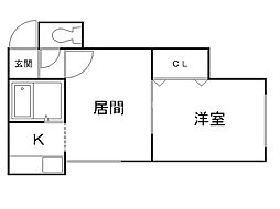 クラレット豊平 1DKの間取図画像