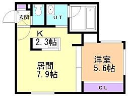 クレアール東札幌 1LDKの間取図画像