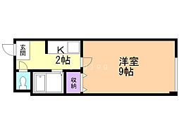 ベルファーレ白石 1Kの間取図画像