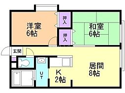 メゾン・ド・グレース 2LDKの間取図画像
