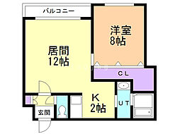 クラリス菊水5 1LDKの間取図画像