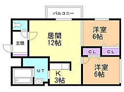 southnana 2LDKの間取図画像