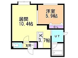 アイリス菊水 1LDKの間取図画像
