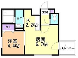 ペルージュ菊水 1LDKの間取図画像