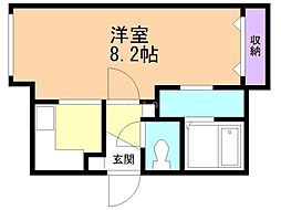 プランドール美園 ワンルームの間取図画像