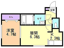 ヴィラメゾン菊水6条 1LDKの間取図画像