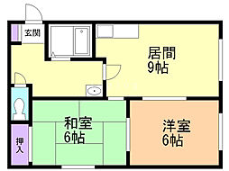 ラフォーレ43 2DKの間取図画像