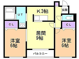 エルフィーノ菊水 2LDKの間取図画像