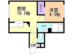 モア南郷 1LDKの間取図画像