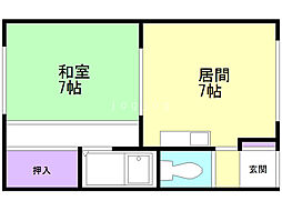 リバティハイツ 1DKの間取図画像