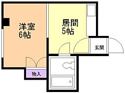 ライオネル水車町 1DKの間取図画像