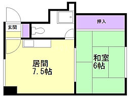 第2佐々木マンション 1DKの間取図画像
