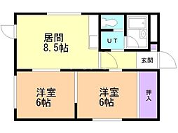 広和ハイツNo.7 2LDKの間取図画像