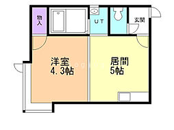 澄川4−1 2階1DKの間取り