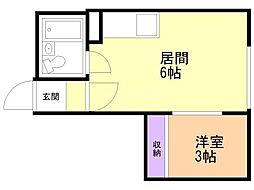 山田コーポ 1DKの間取図画像