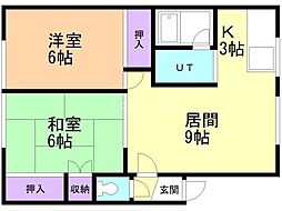ファミリア川沿 2LDKの間取図画像