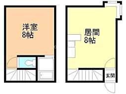 サンハイツ平岸 1階1LDKの間取り