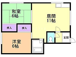 札幌市営東西線 南郷18丁目駅 徒歩9分の賃貸アパート 2階2LDKの間取り