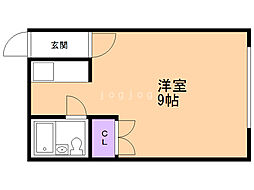 プラザ楠 1階ワンルームの間取り