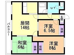 エクレール羊ケ丘 4階3LDKの間取り