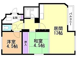 第12松井ビル 2LDKの間取図画像