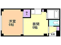 ツインスターアベニュー 1階1DKの間取り