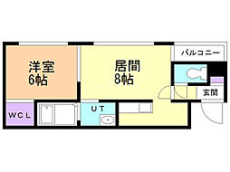 A BOND月寒東　B棟 4階1LDKの間取り
